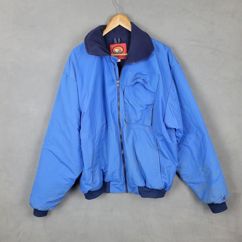 Stormy Seas Inflatable Flotation Jacket Adult XXL Blue Fleece YKK Boat Made USA